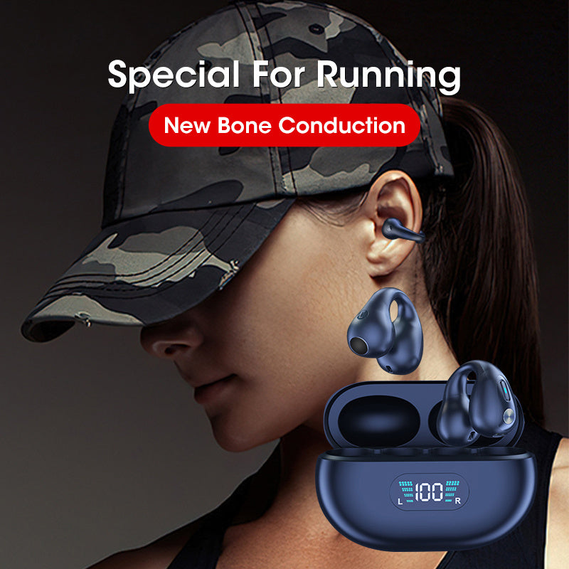 Bone Conduction Headphones TWS Earbuds Ear Clip Bluetooth 5.3 Touch Wireless Earphone

 In-Ear Bass HIFI Sports Headset